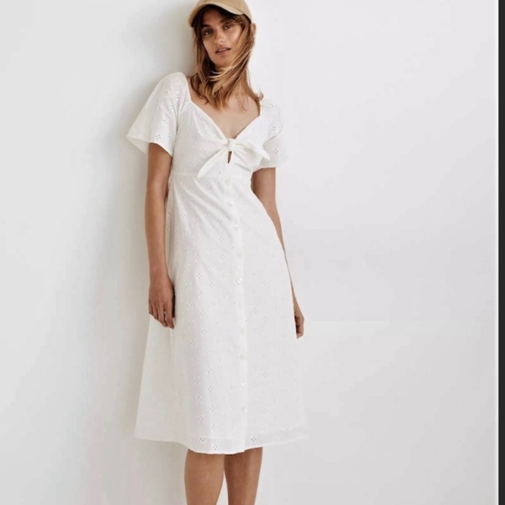 Madewell Eyelet Tie-Front Midi Dress